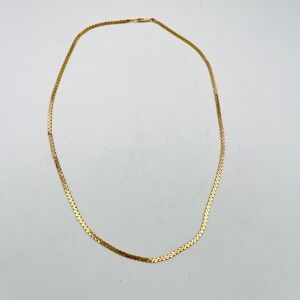 Vintage 14k Yellow Gold Serpentine Link Flat Chain Necklace 18.75 Inch 2mm 9.05g